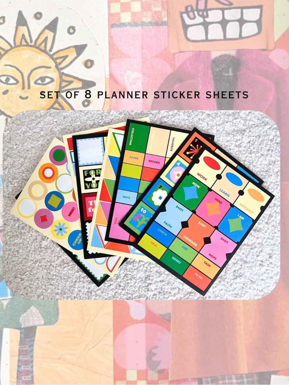 (planners) Livework Korean Planner Sticker Sheets Set of 8 Retro, Y2K